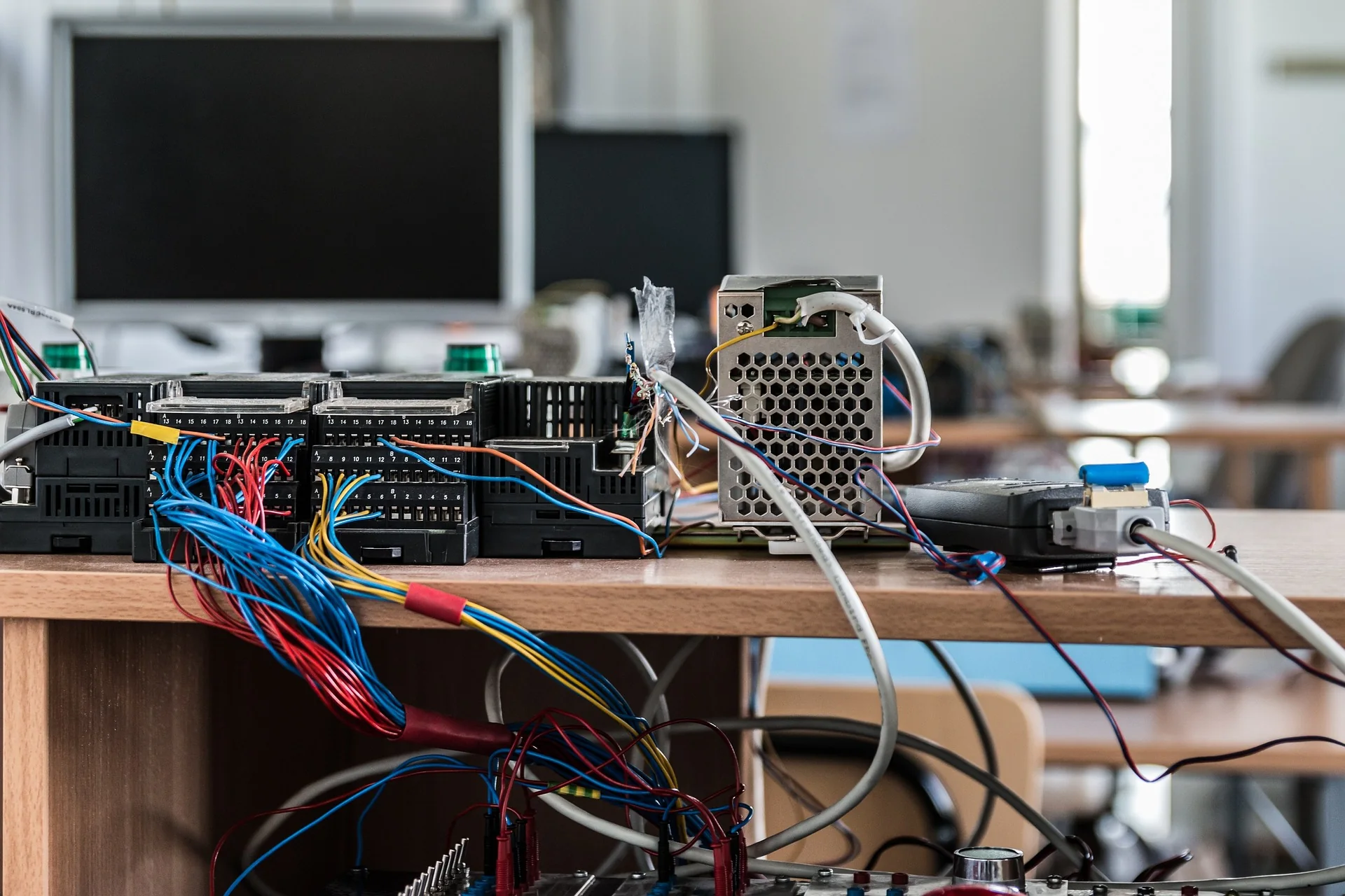 Conceptual electronics workbench illustration